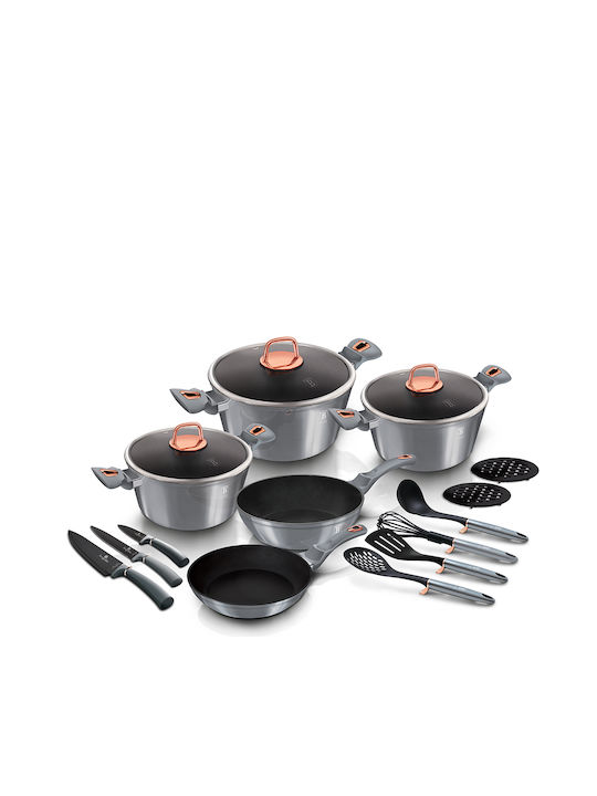 Berlinger Haus Moonlight Collection Kochgeschirr-Set aus Aluminiumguss mit Innenbeschichtung aus Stein 5tlg