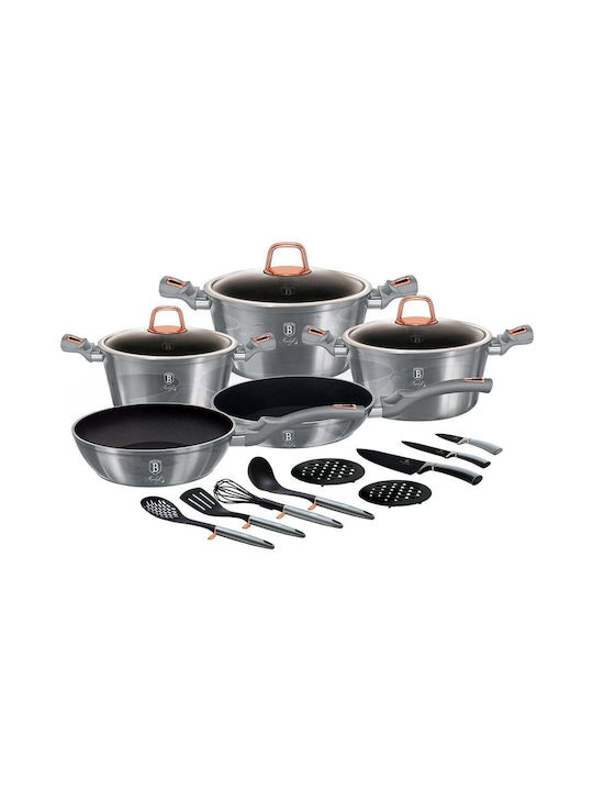 Berlinger Haus Cookware Set of Cast Aluminum with Stone Coating 17pcs