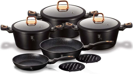 Berlinger Haus Black Rose Collection Kochgeschirr-Set aus Aluminium mit Steinbeschichtung 5-tlg