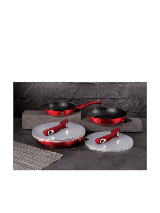 Berlinger Haus Metallic Line Set De Tigăi Din Aluminiu Turnat Burgundy Collection Cu Acoperire Antiaderentă 3 Vase