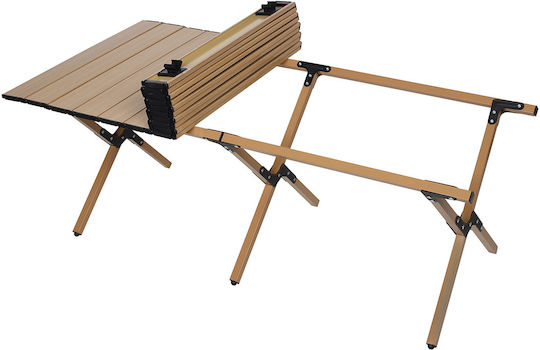 Keskor Τραπέζι Μεταλλικό για Camping Πτυσσόμενο 118x58x42cm Καφέ