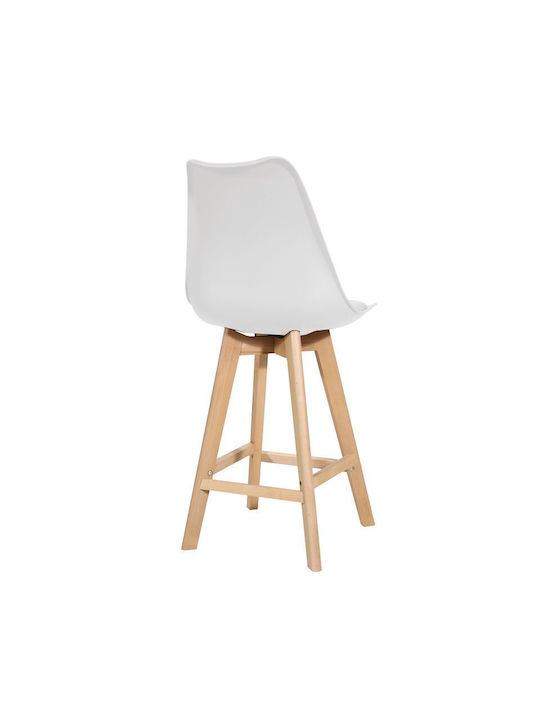 Stool Bar with Backrest Wooden Gaston White 56x48.5x104cm