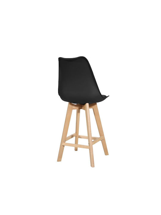 Stool Bar with Backrest Wooden Gaston Black Velvet-Black Metal 56x48.5x104cm