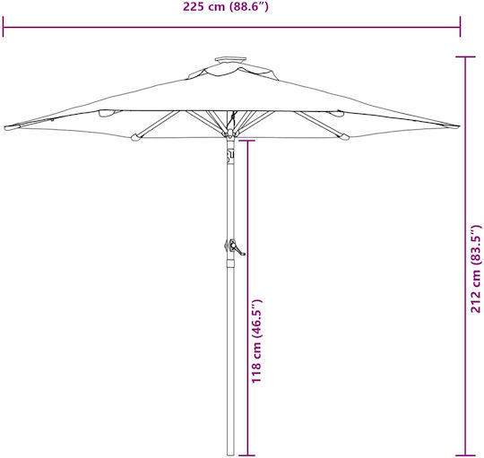 Umbrelă Rotundă Metalică Verde Φ2.12xÎ2.12m