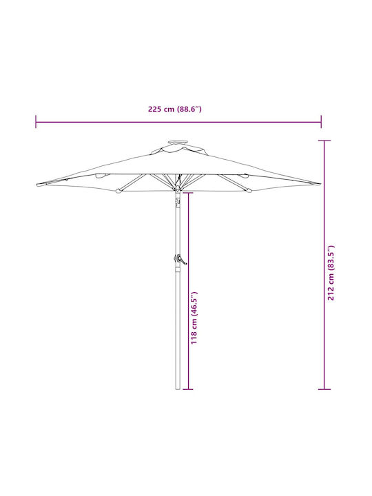 Runder Metallischer Garten- und Terrassen-Sonnenschirm Orange F2.12xY2.12m