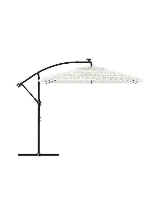 Round Metal White Garden & Terrace Parasol 2.3m