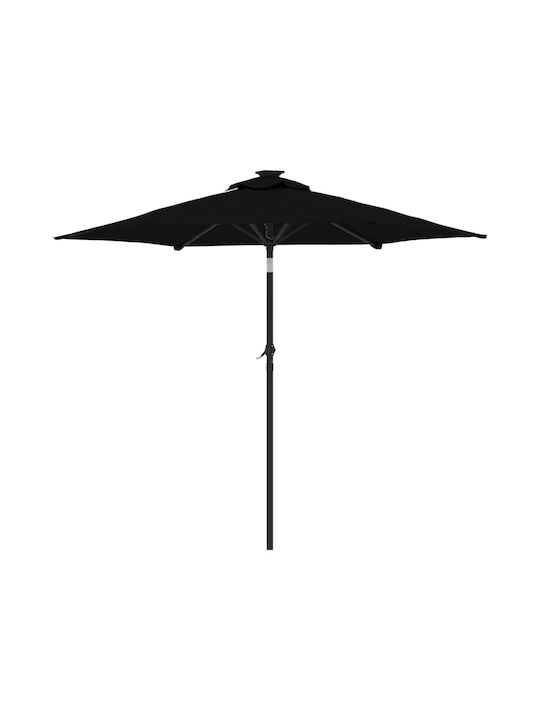 Round Garden Parasol Metal Black Diameter 2.12xHeight 2.12m