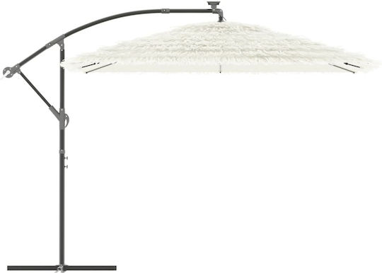 Round Metal Garden Parasol White F2.38xY2.38m