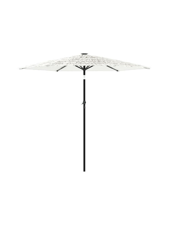 Round Metal White Garden & Terrace Parasol 2.13m