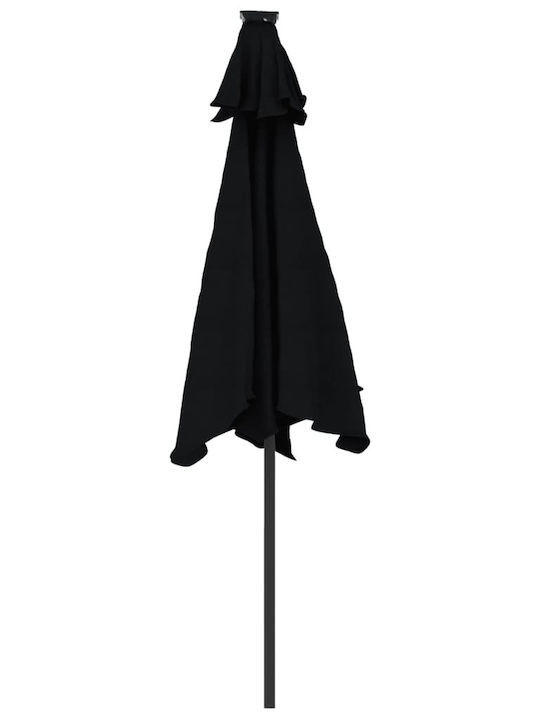 Round Garden Parasol Metal Black Diameter 2.12xHeight 2.12m