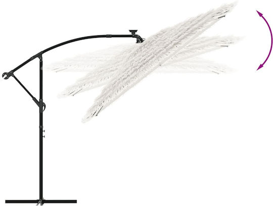 Round Metal Garden Parasol White F2.38xY2.38m