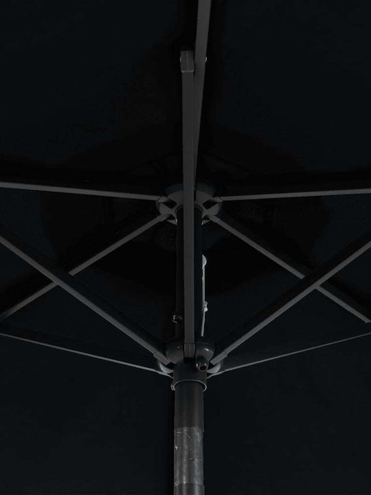 Round Garden Parasol Metal Black Diameter 2.12xHeight 2.12m