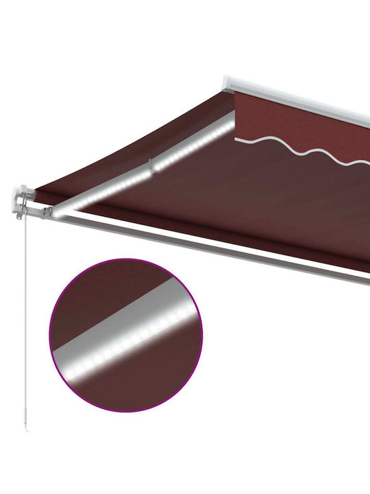 vidaXL Τέντα Βεράντας με Led Μπορντό 3x2.5m
