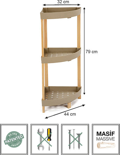 FixWood Ecke Boden Badezimmerregal Kunststoff 44x32x79cm Beige