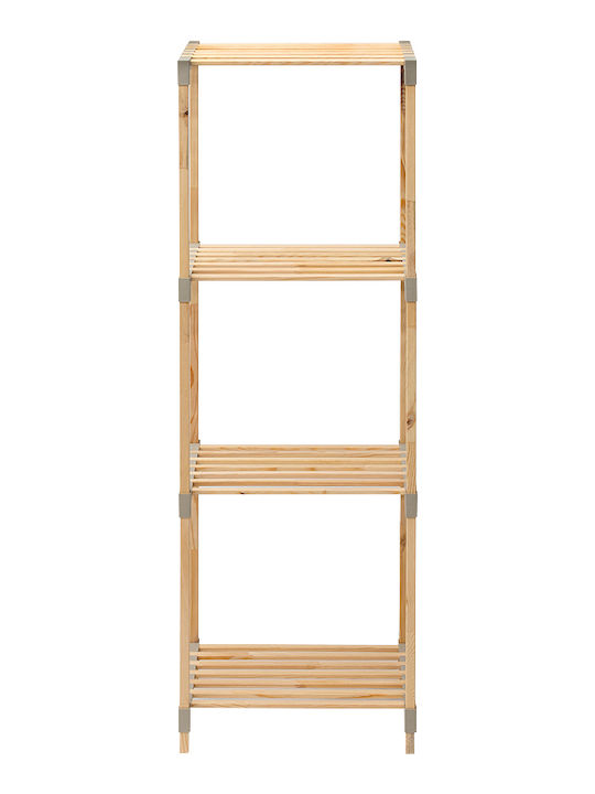 FixWood Floor Bathroom Shelf Wooden 38x30x116cm Beige