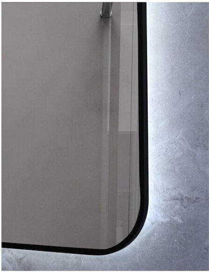 Sparke Rechteckiger Badezimmerspiegel LED Berührung aus Metall 50x90cm Schwarz