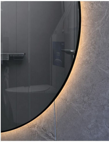 Sparke Runder Badezimmerspiegel LED Berührung aus Metall 60x60cm Schwarz