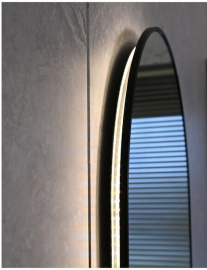 Sparke Oval Oglindă de Baie Lumini LED Atingere 50x80cm Negru
