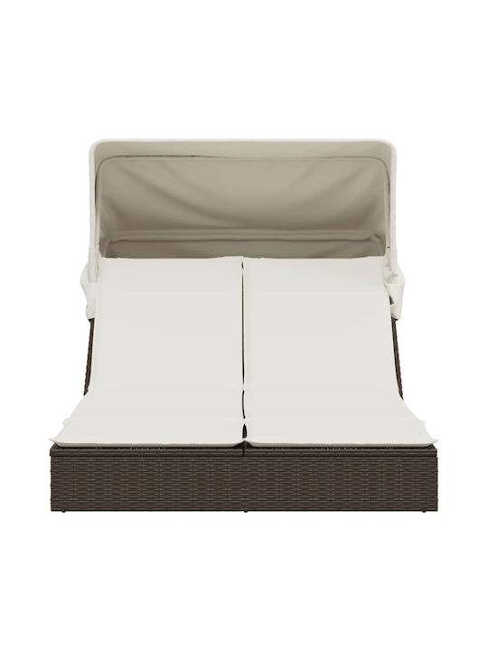 Deckchair Double Rattan with Cushion & Sunshade 100x200cm.