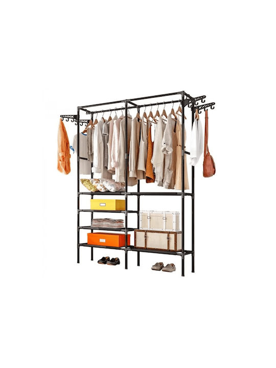 Floor Garment Rack made of Metal Black 107x36x173cm