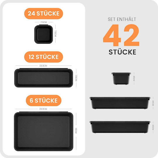 Tăvi Pentru Tacâmuri De Sertar A-lugei Fba-yz011 Din Plastic 25x16.5x22cm Neagră