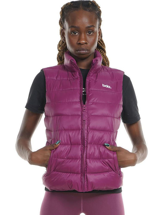 Body Action Women's Short Puffer Jacket for Winter Maroon