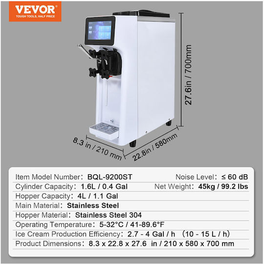 Vevor Commercial Ice Cream Maker 21x58x21cm. TMSRBQLJCKWDNNRZVV2