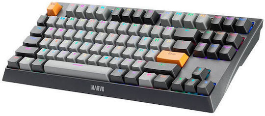 Marvo KG980 Гейминг Механична Клавиатура Без ключове с RGB подсветка (Английски US) Сив