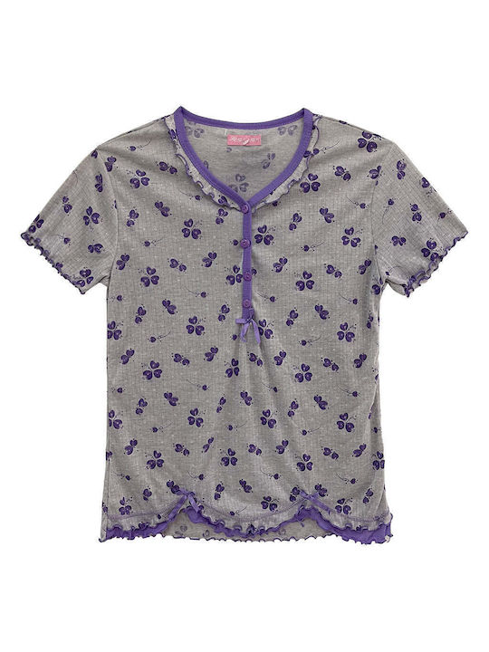 Ustyle Summer Women's Pyjama Set Cotton Purple