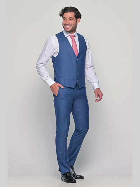 Lexton Men's Suit with Vest Slim Fit BLUE