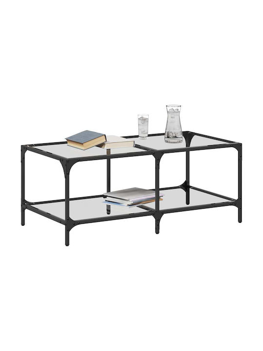 Rectangular Central Glass Coffee Table Transparent M98.5xW50xH40cm