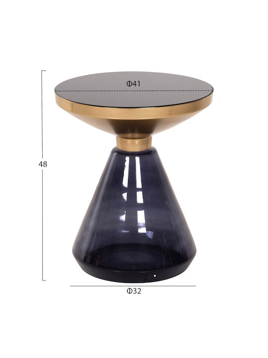 Round Side Table Demmy Glass Black & Purple L41xW41xH48cm.