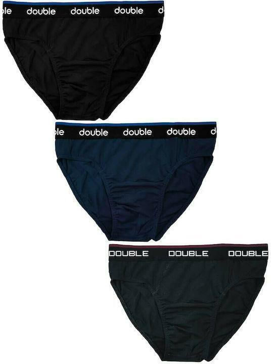 Double Ανδρικά Σλιπ Μαυρο 3Pack