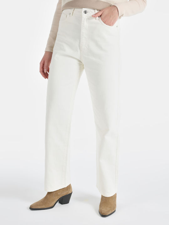 Γυναικείο Υφασμάτινο Παντελόνι σε Κανονική Εφαρμογή White