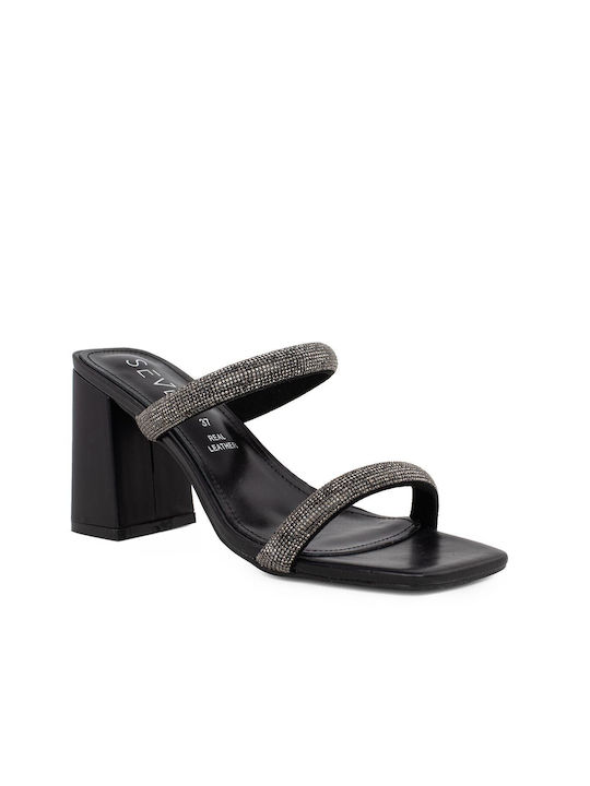 Seven Women's Sandals Black with Medium Heel