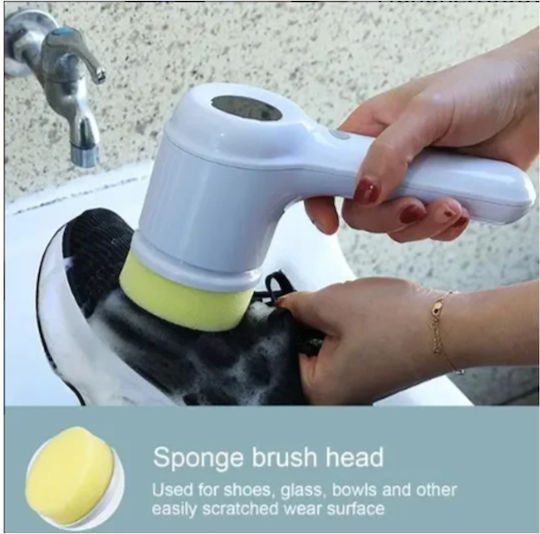 Plastic Rotating Cleaning Brush with Handle White
