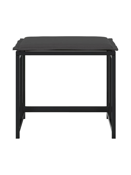 Metallic Garden Stool Cube Outdoor With Cushion Black 4 Pieces 40x40x35cm
