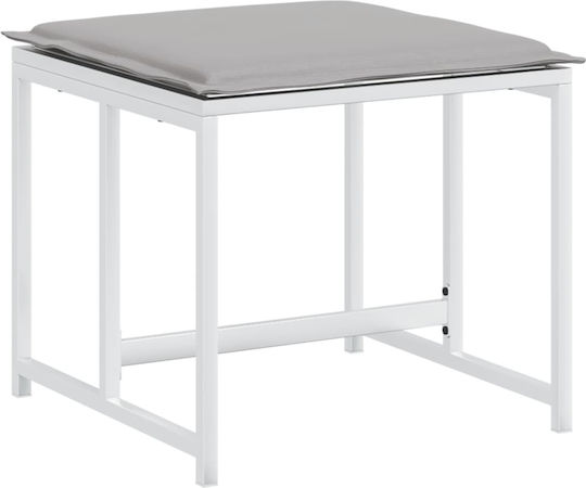 Metallic Cube Garden Stool with Cushion White 4 Pieces 40x40x35cm