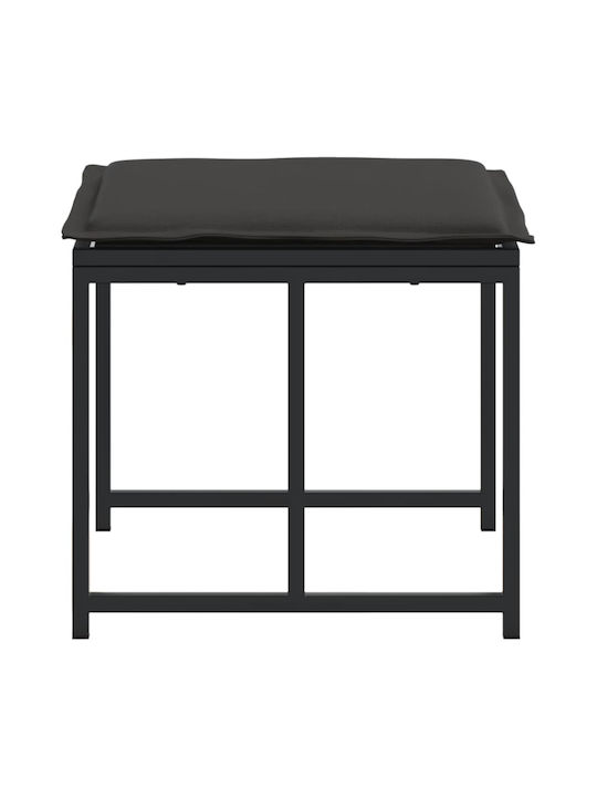 Metallic Garden Stool Cube Outdoor With Cushion Black 4 Pieces 40x40x35cm