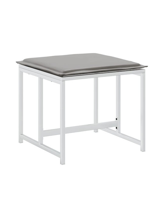 Metallic Cube Garden Stool with Cushion White 4 Pieces 40x40x35cm