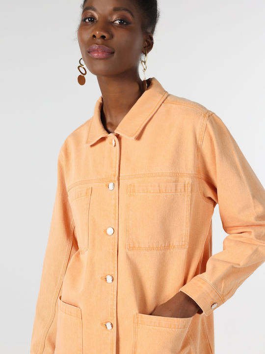 Kurz Damen Jeansjacke Orange