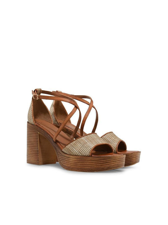 Tsakiris Mallas Cecilia Leder Damen Sandalen in Beige Farbe