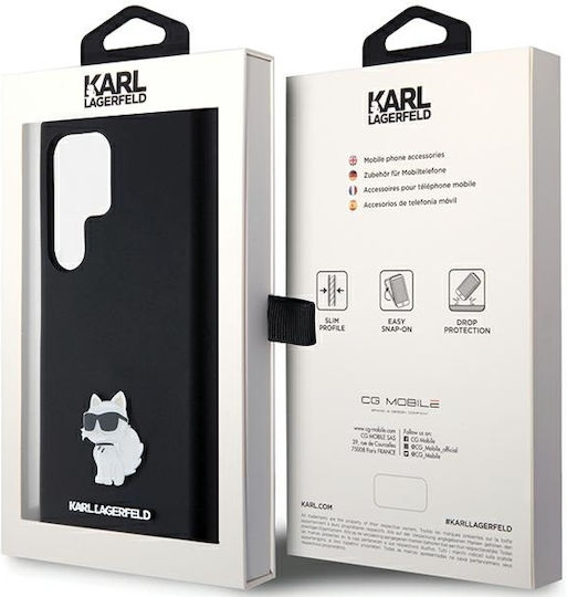 Karl Lagerfeld Choupette Umschlag Rückseite Silikon Schwarz (Galaxy S23 Ultra)
