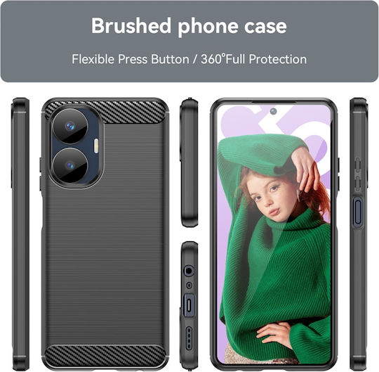 Techsuit Techsuit Carbon Back Cover Σιλικόνης Μαύρο (Realme C55)