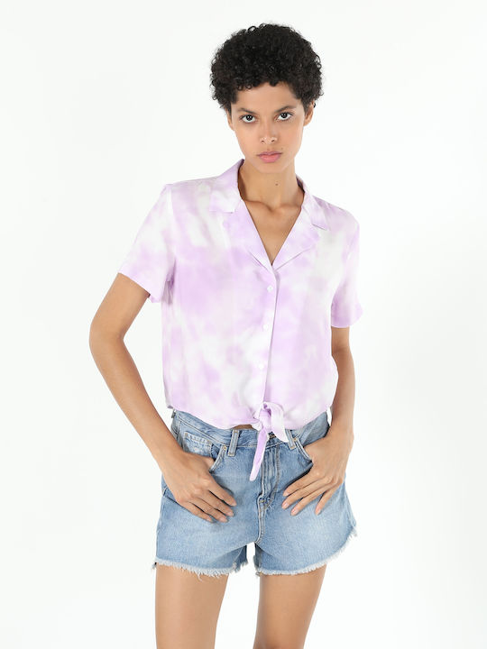 Kurzärmelig Damen Hemd Purple