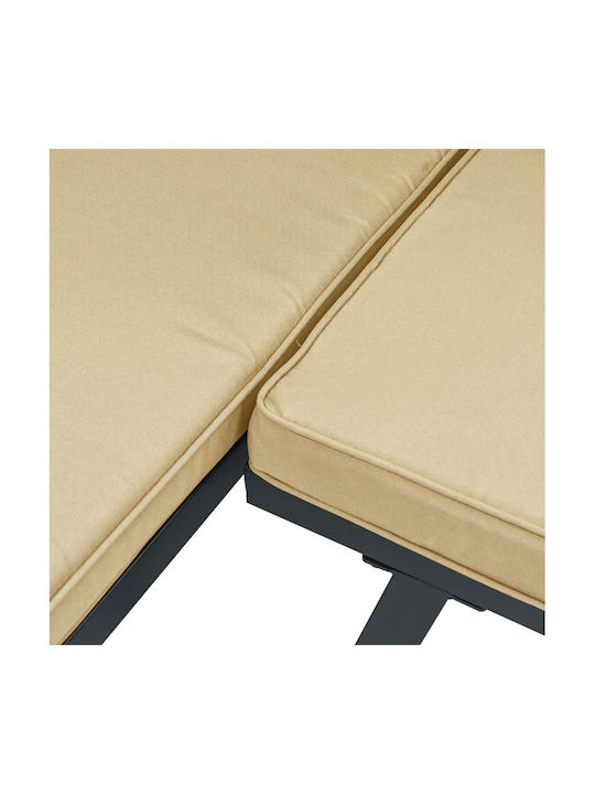 Scaun Metalic Cub Pentru Exterior Cu Pernă Negru 55x55x39.5cm