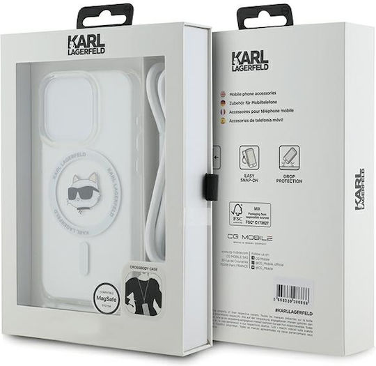 Karl Lagerfeld Iml Choupette Head & Cord Magsafe Umschlag Rückseite Kunststoff / Silikon mit Band Transparent (iPhone 13 Pro Max)