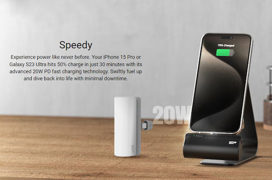 Silicon Power QD50 Power Bank 5000mAh 20W Power Delivery Λευκό