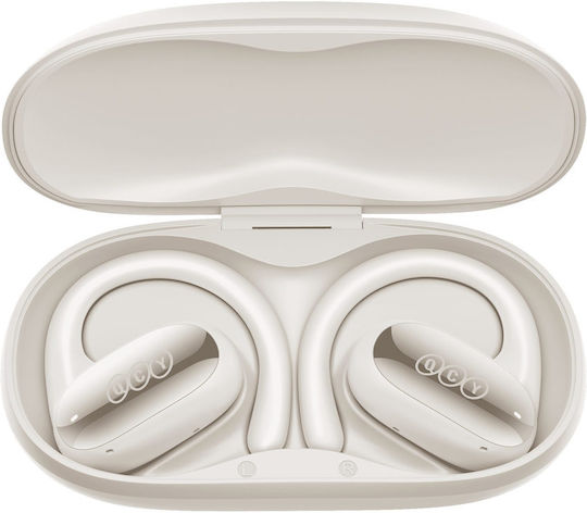 QCY Crossky GTR 2 Open Ear Bluetooth Handsfree Earphones with Sweat Resistance and Charging Case White