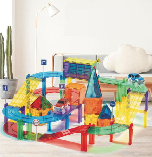 Wonder Toys Magnetic Construction Toy Race Car Track Magnetic Blocks
